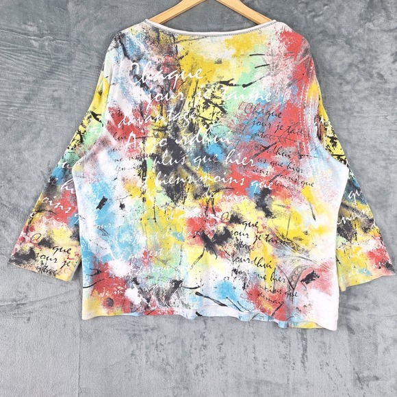 Jess & Jane Top Womens 2X Artsy Abstract Art To Wear Colorful Casual Rhinestones - Picture 7 of 8